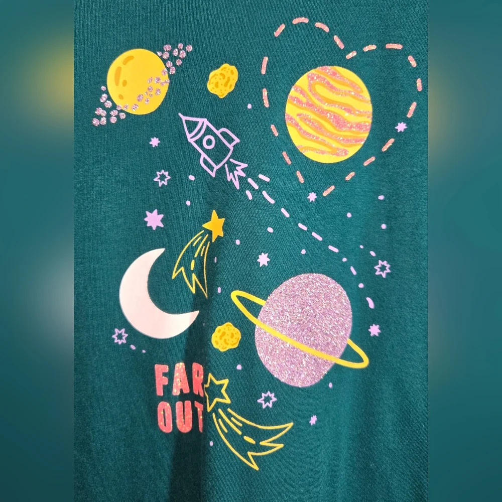 Wonder Nation Long Sleeve Planet Rocket Far Out Tee Sz 14/16